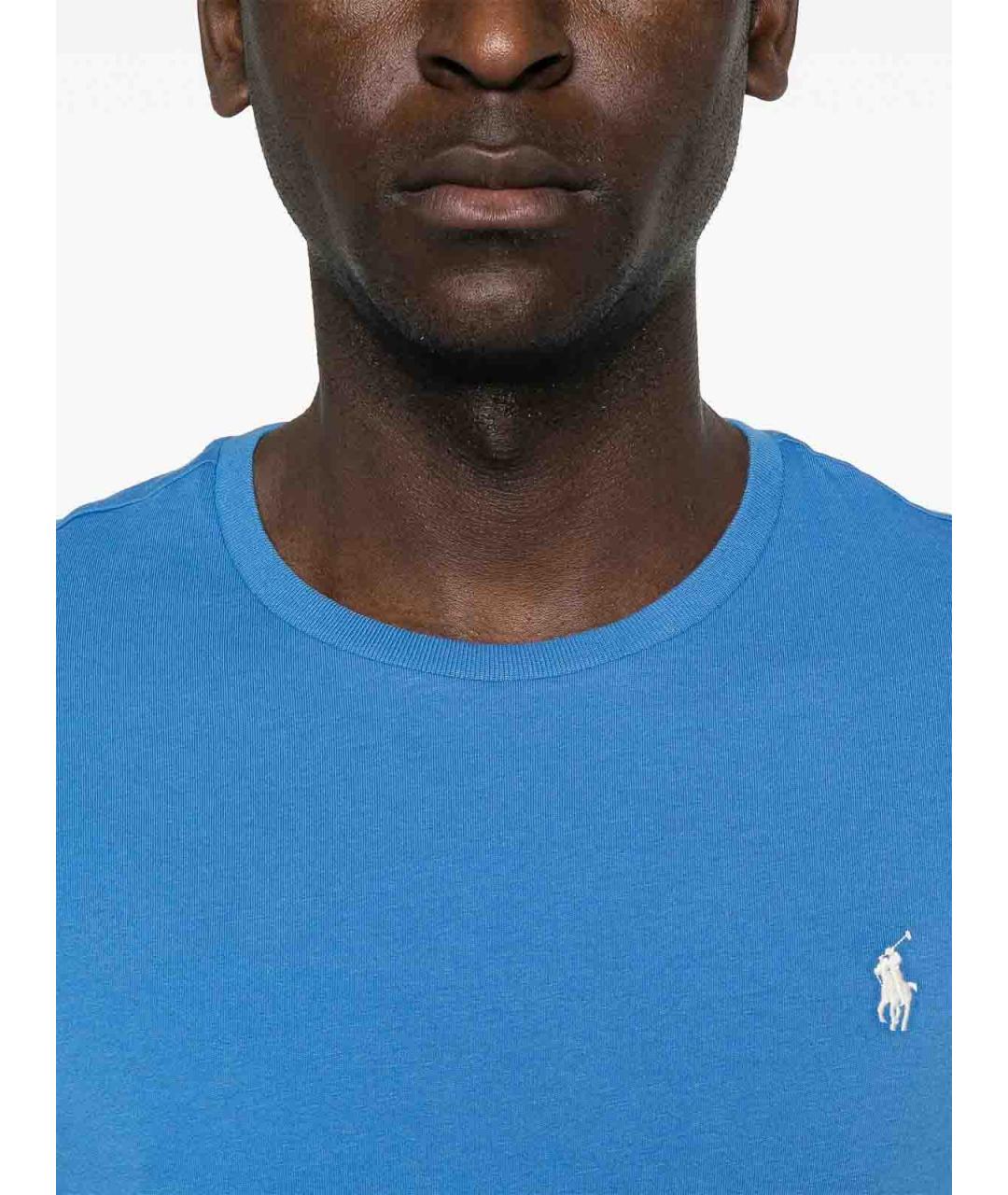 POLO RALPH LAUREN Голубая хлопковая футболка, фото 4