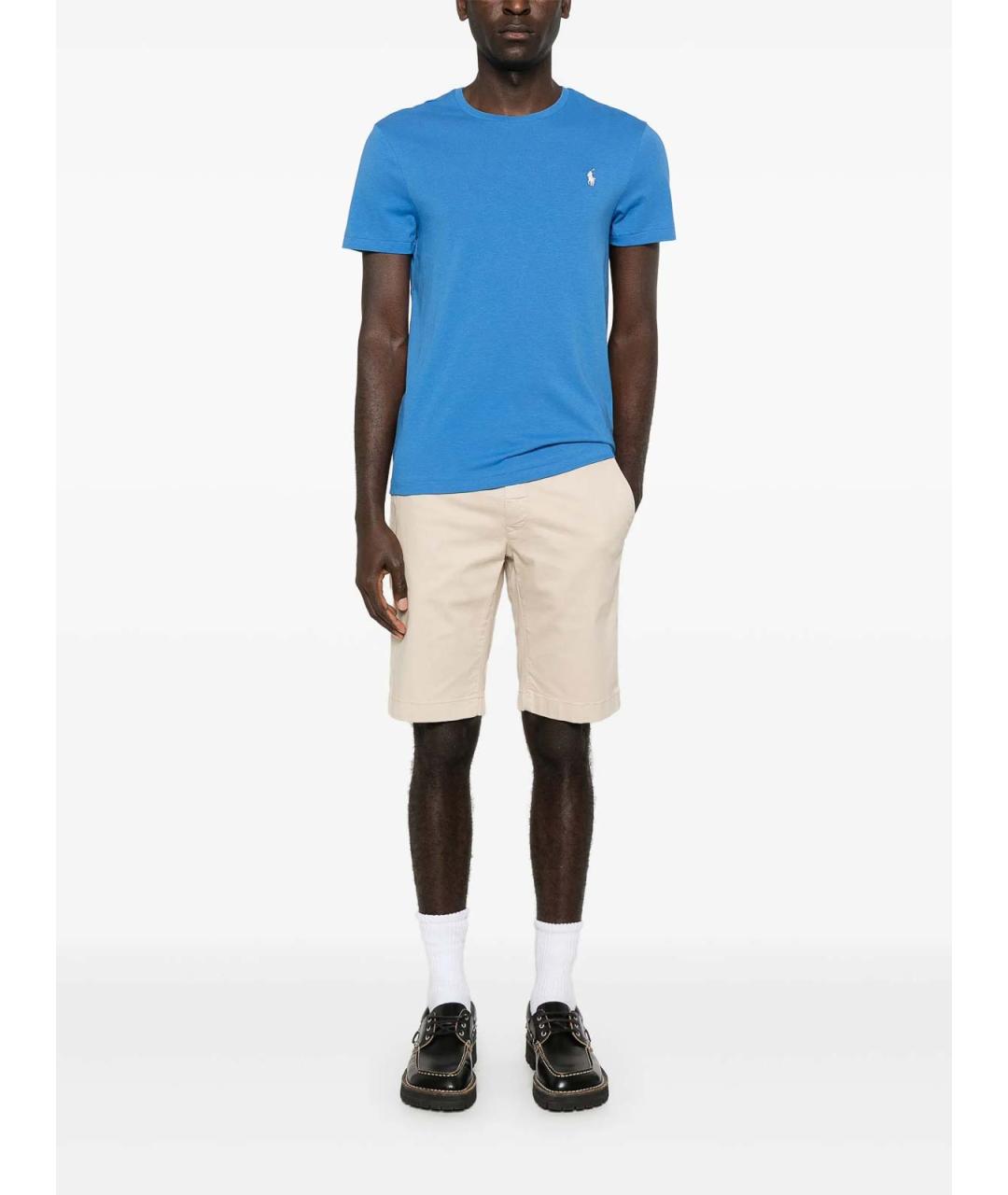 POLO RALPH LAUREN Голубая хлопковая футболка, фото 2