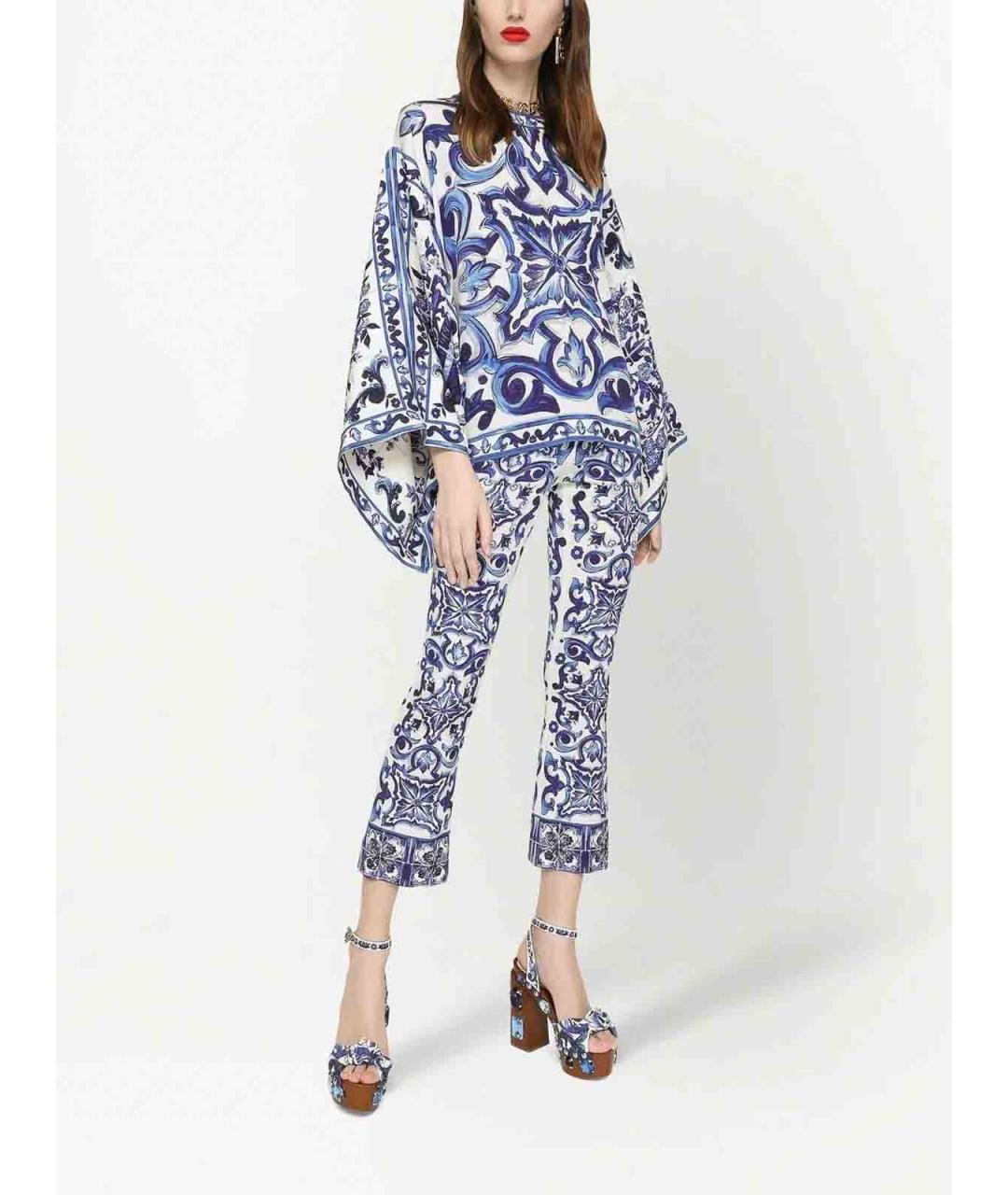 DOLCE&GABBANA Мульти хлопковые прямые брюки, фото 2