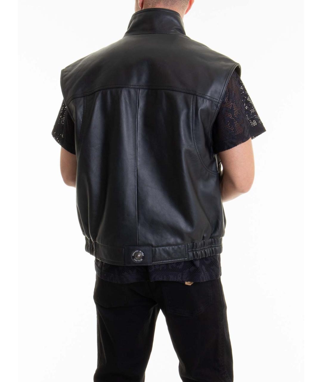 VERSACE JEANS COUTURE Черный кожаный жилет, фото 4