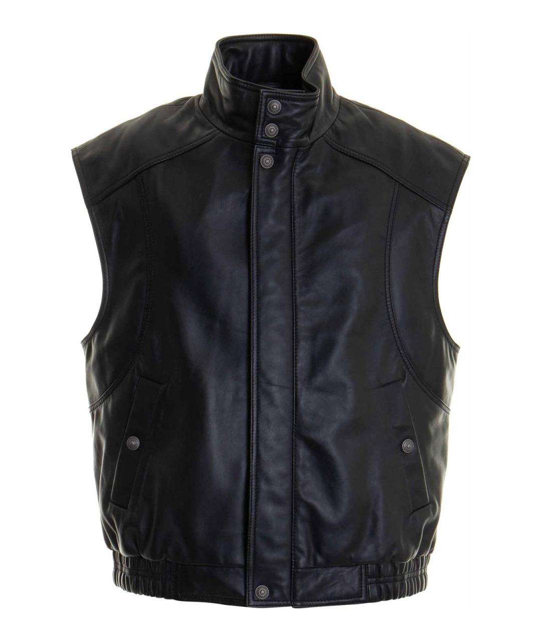 VERSACE JEANS COUTURE Черный кожаный жилет, фото 1