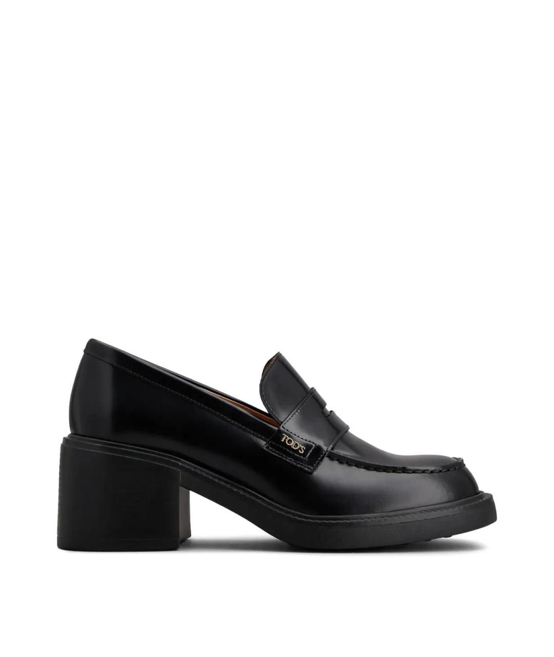 TOD'S Черные кожаные лоферы, фото 1