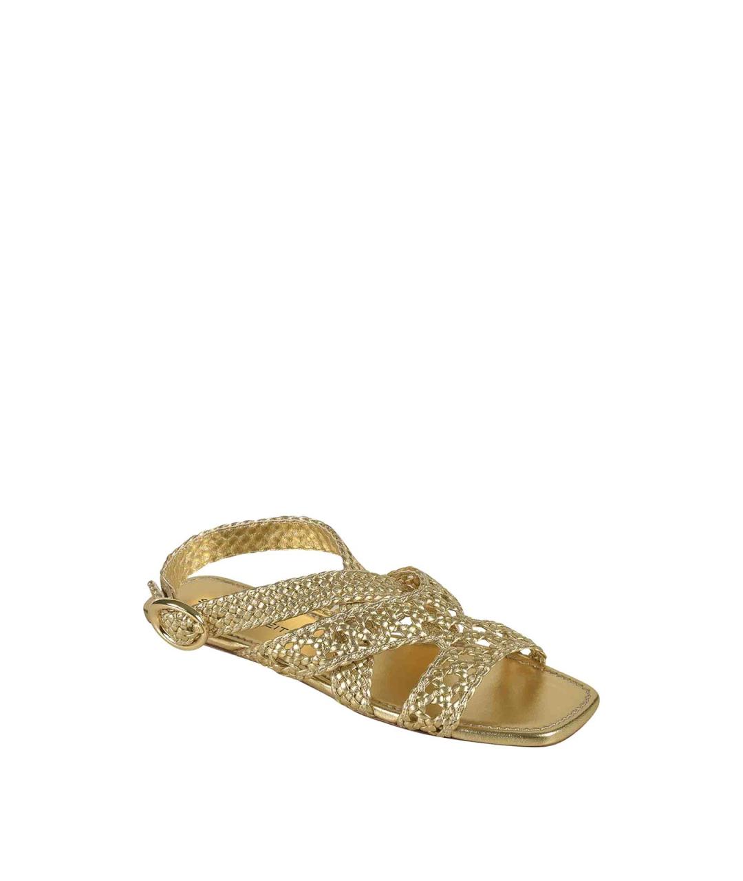 STUART WEITZMAN Золотые текстильные сандалии, фото 2