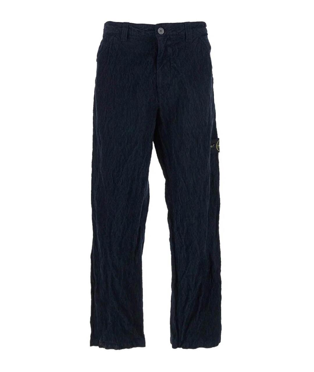STONE ISLAND Темно-синие хлопковые повседневные брюки, фото 1