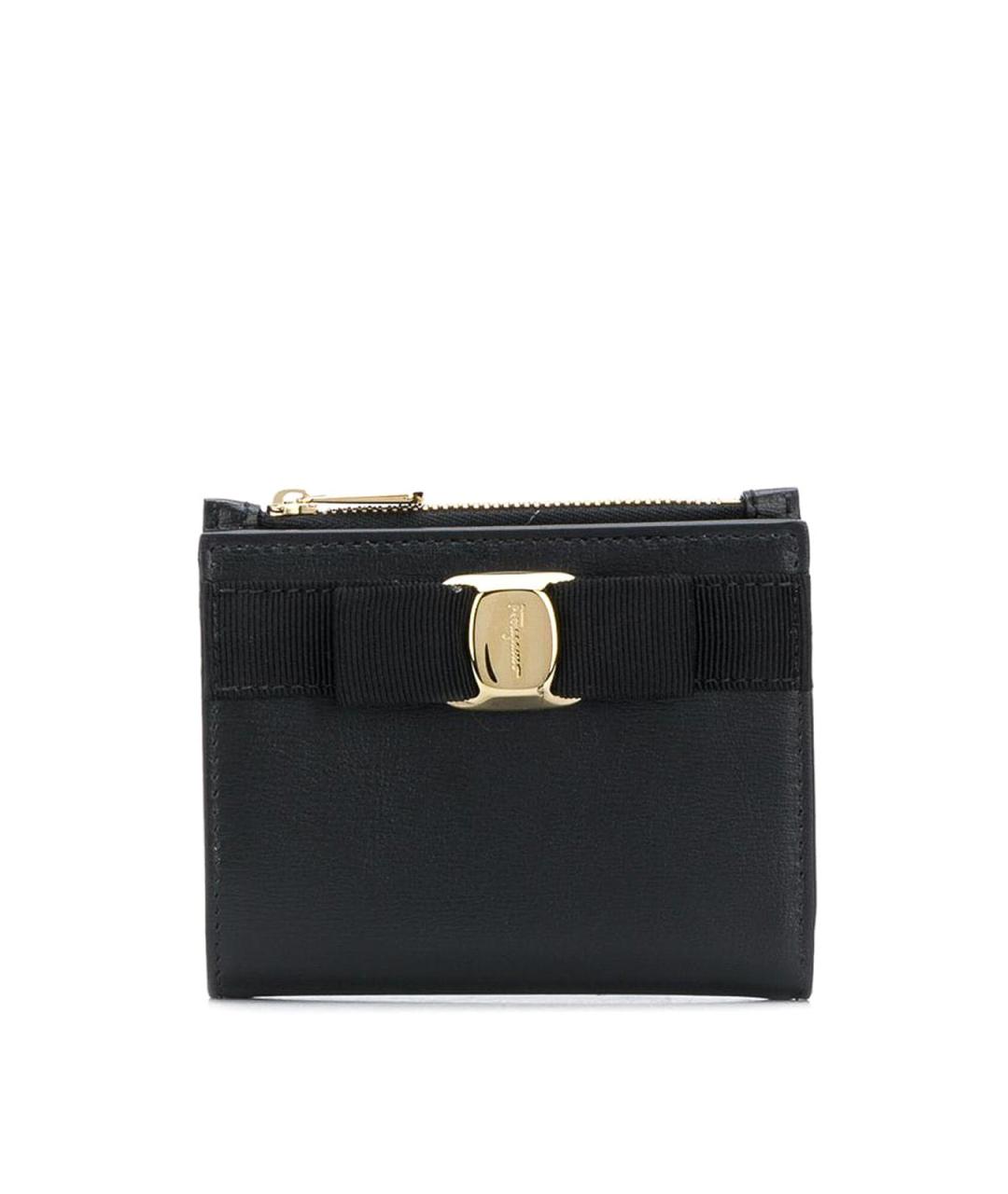 FERRAGAMO Черный кожаный кошелек, фото 1
