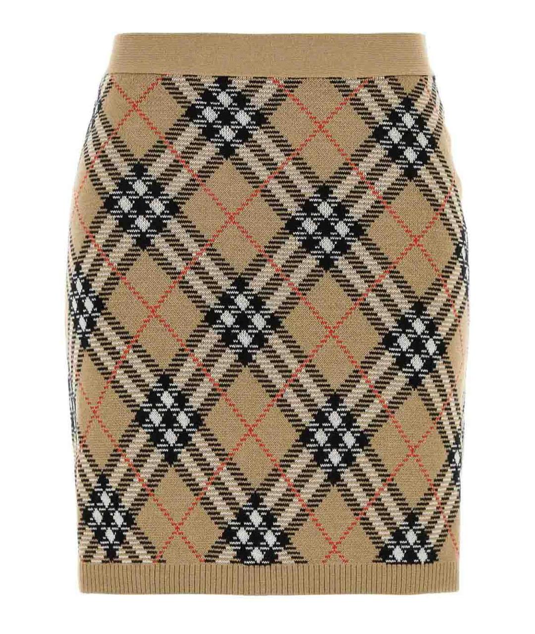BURBERRY Мульти шерстяная юбка миди, фото 1