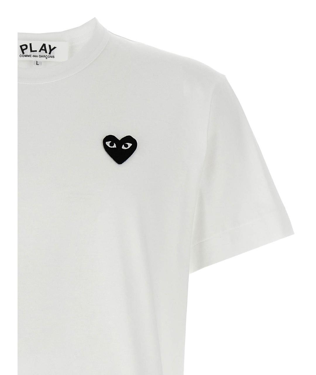 COMME DES GARÇONS PLAY Белая хлопковая футболка, фото 3
