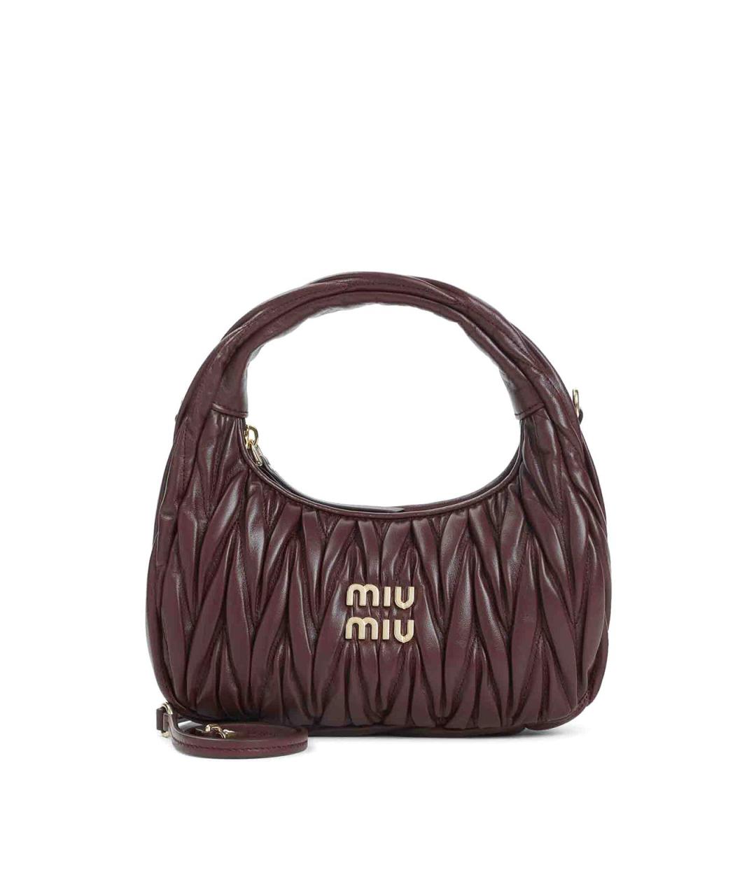 MIU MIU Бордовая кожаная сумка с короткими ручками, фото 1