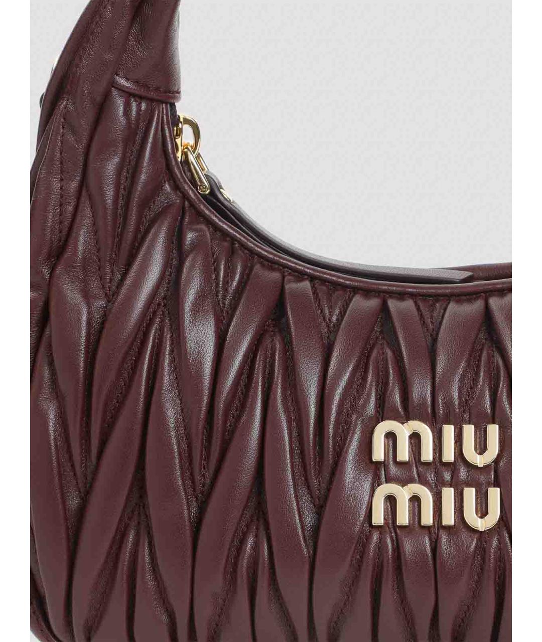 MIU MIU Бордовая кожаная сумка с короткими ручками, фото 3