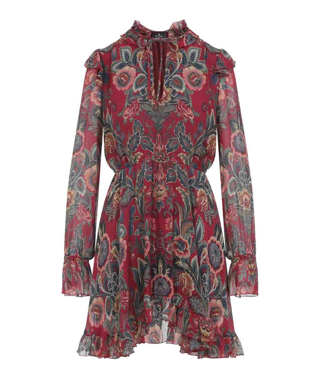 ETRO Бордовое шелковое повседневное платье, фото 1