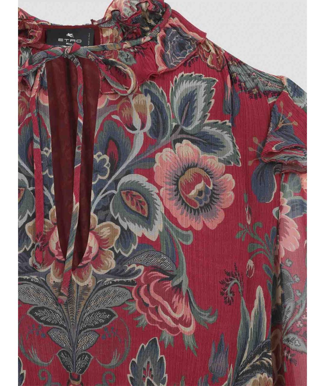 ETRO Бордовое шелковое повседневное платье, фото 3