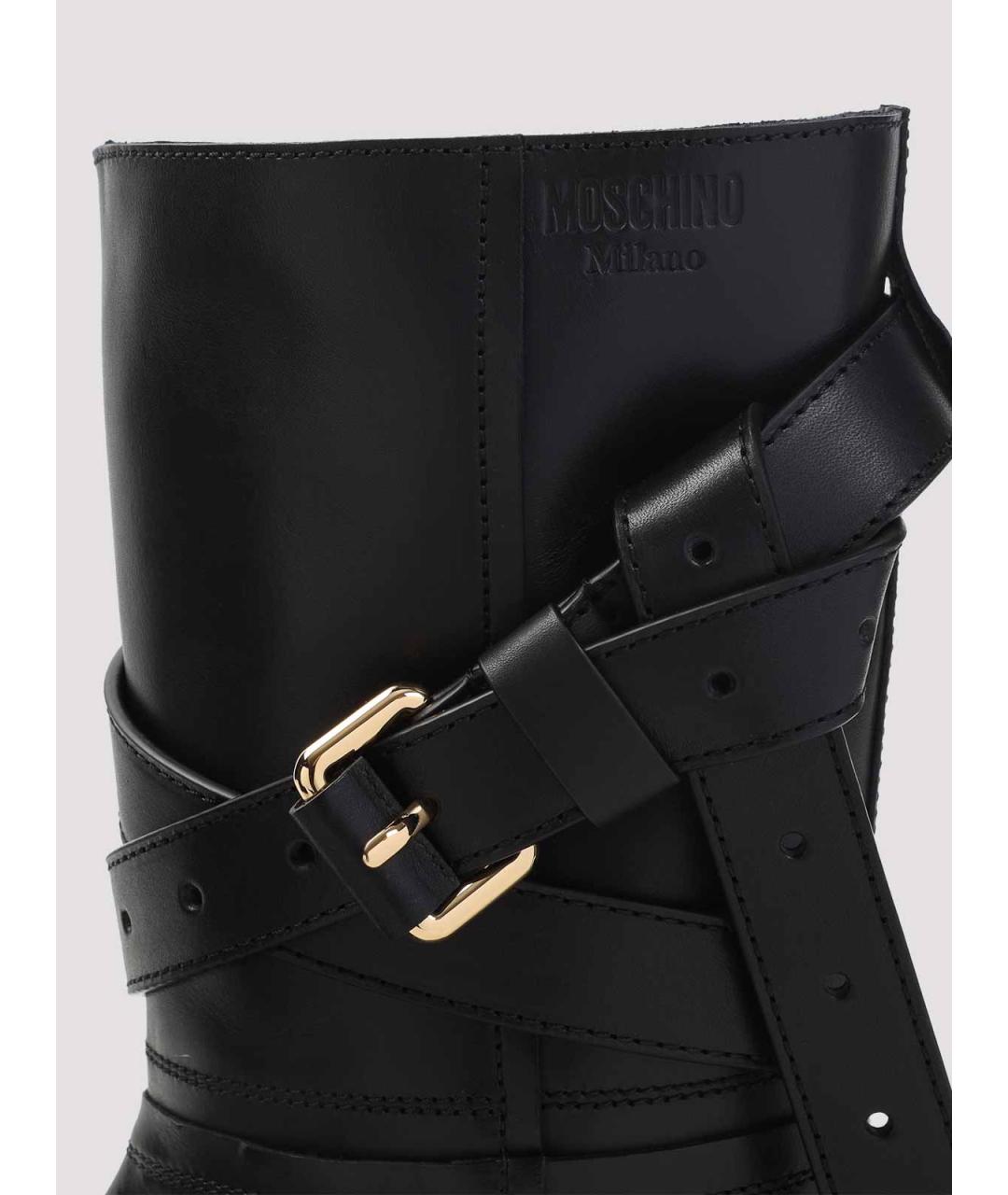 MOSCHINO Черные кожаные сапоги, фото 4