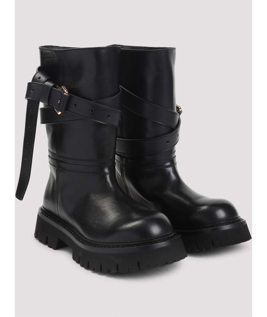MOSCHINO Черные кожаные сапоги, фото 3