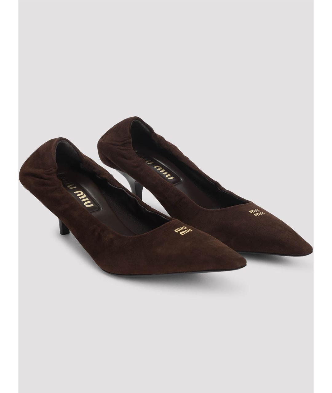 MIU MIU Коричневые кожаные туфли, фото 3
