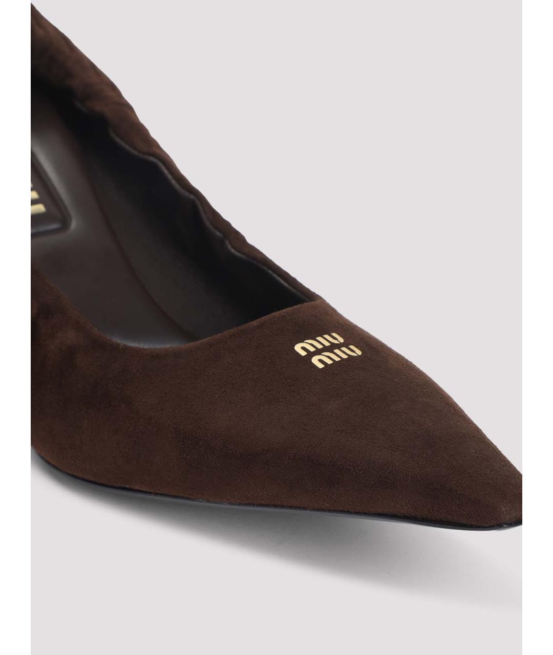 MIU MIU Коричневые кожаные туфли, фото 4