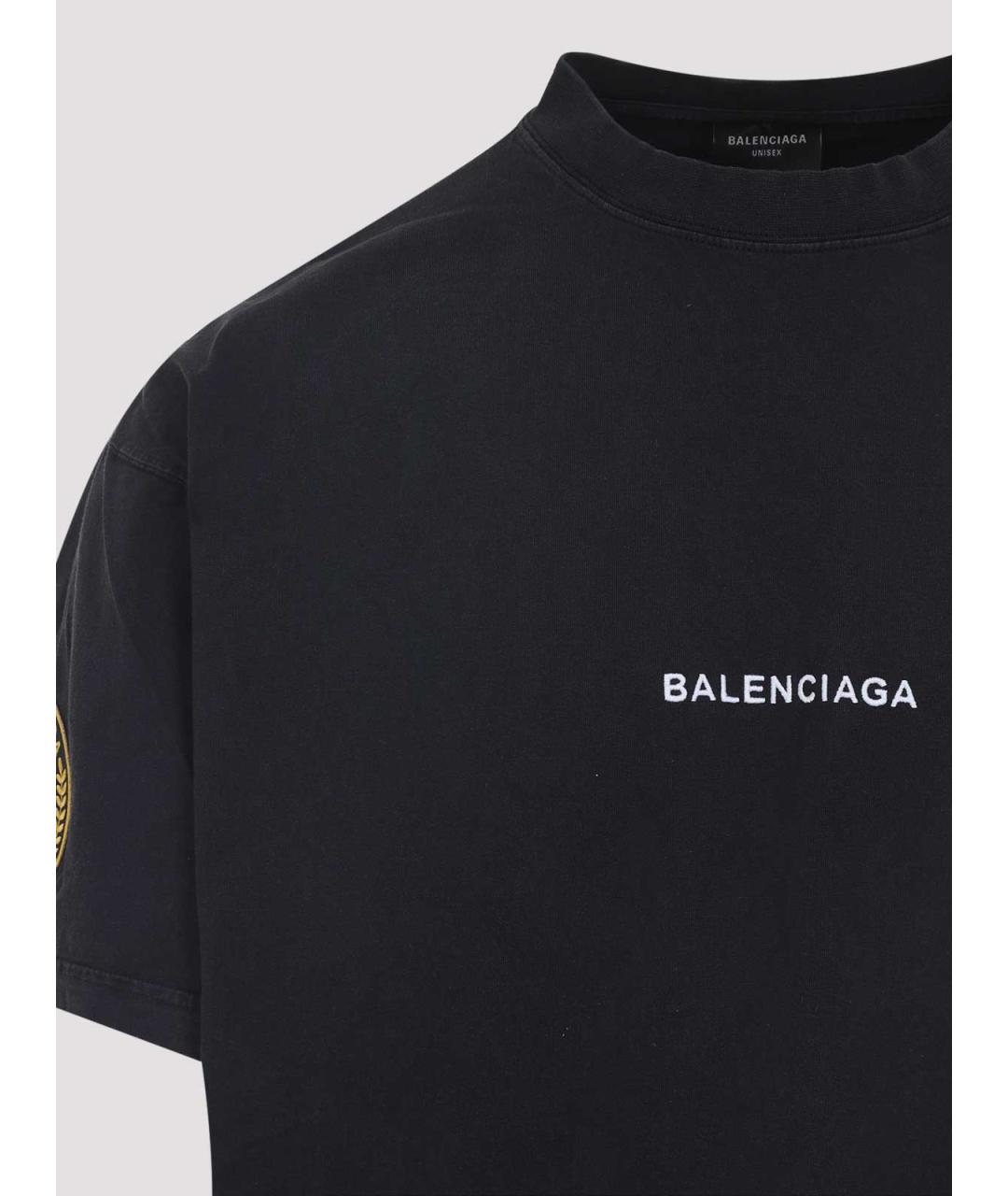BALENCIAGA Черная хлопковая футболка, фото 3