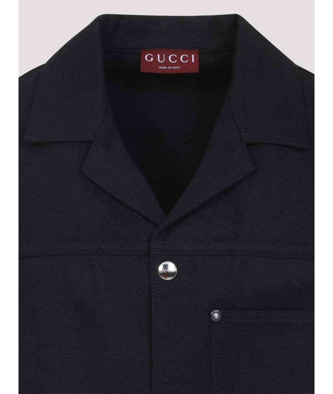 GUCCI Черная хлопковая кэжуал рубашка, фото 3