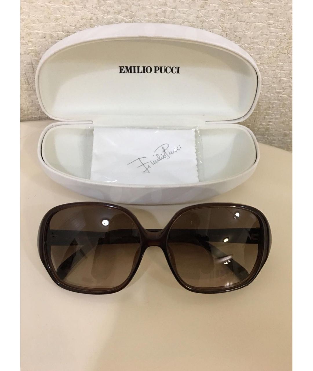 EMILIO PUCCI Коричневые пластиковые солнцезащитные очки, фото 2