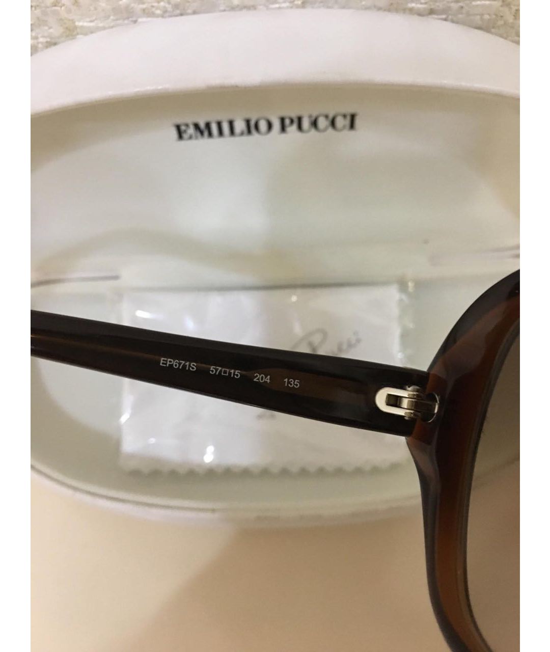 EMILIO PUCCI Коричневые пластиковые солнцезащитные очки, фото 6