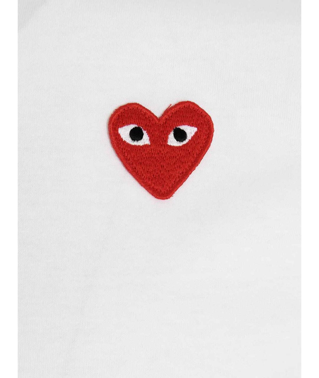 COMME DES GARÇONS PLAY Белая хлопковая футболка, фото 4