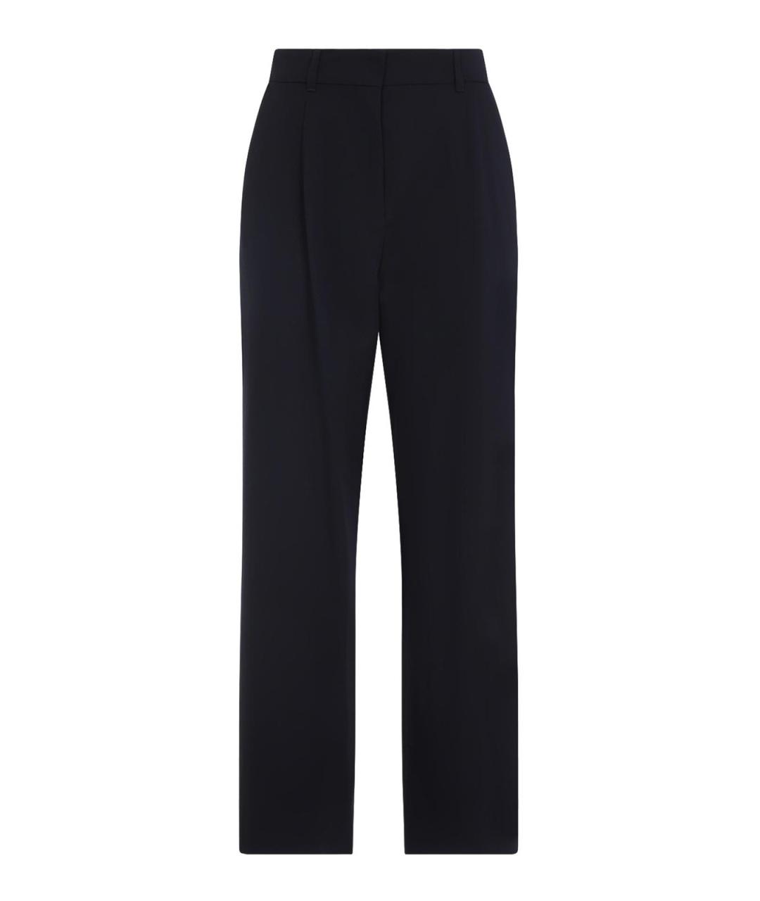 'S MAX MARA Синие шерстяные прямые брюки, фото 1