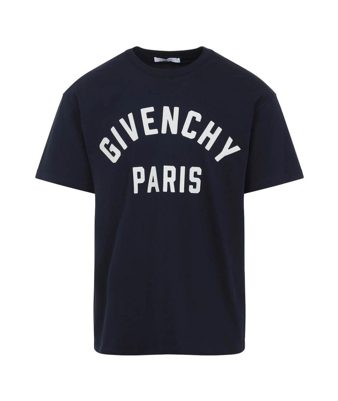 GIVENCHY Темно-синяя хлопковая футболка, фото 1