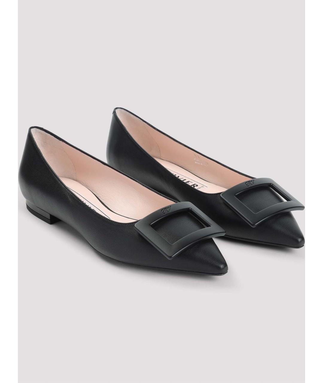 ROGER VIVIER Черные кожаные балетки, фото 3