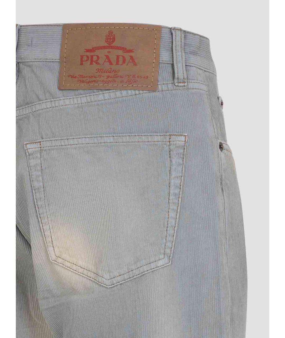 PRADA Голубые хлопковые прямые джинсы, фото 3