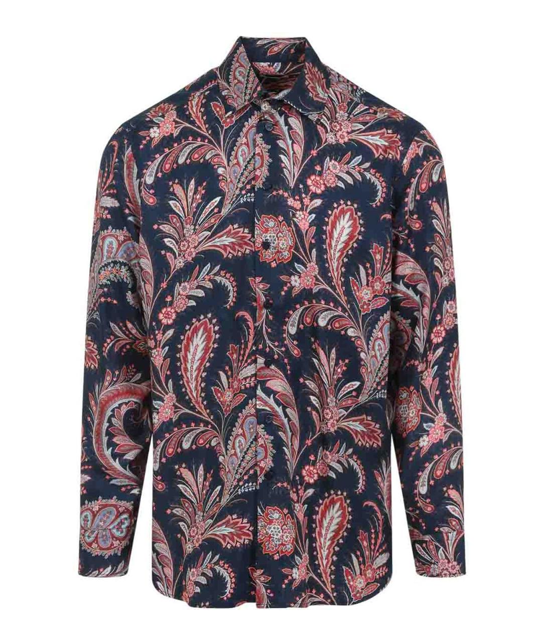 ETRO Синяя шелковая классическая рубашка, фото 1