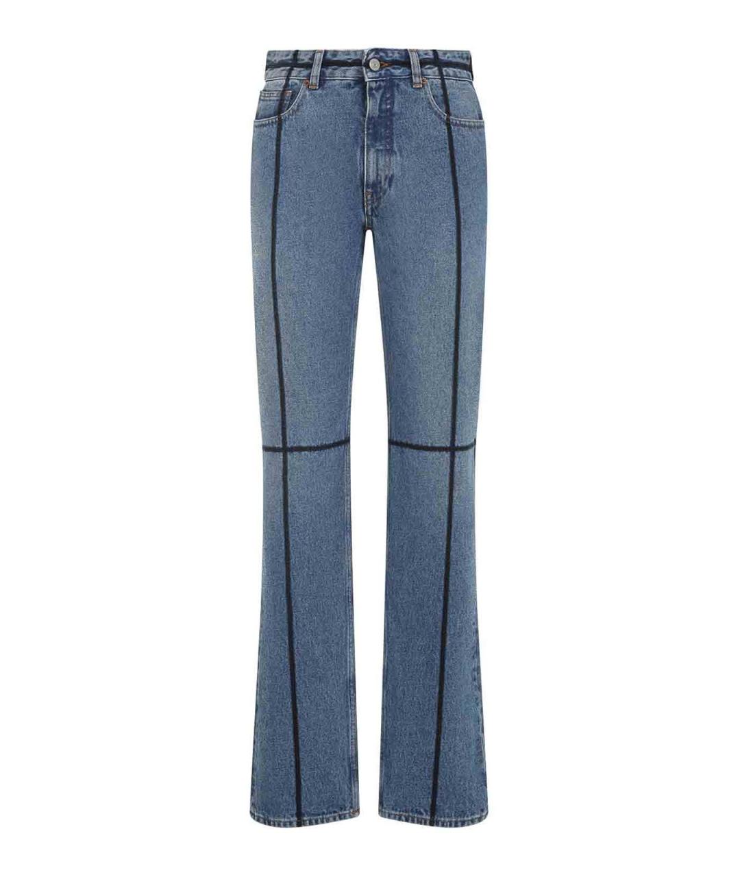 MM6 MAISON MARGIELA Синие хлопковые джинсы клеш, фото 1