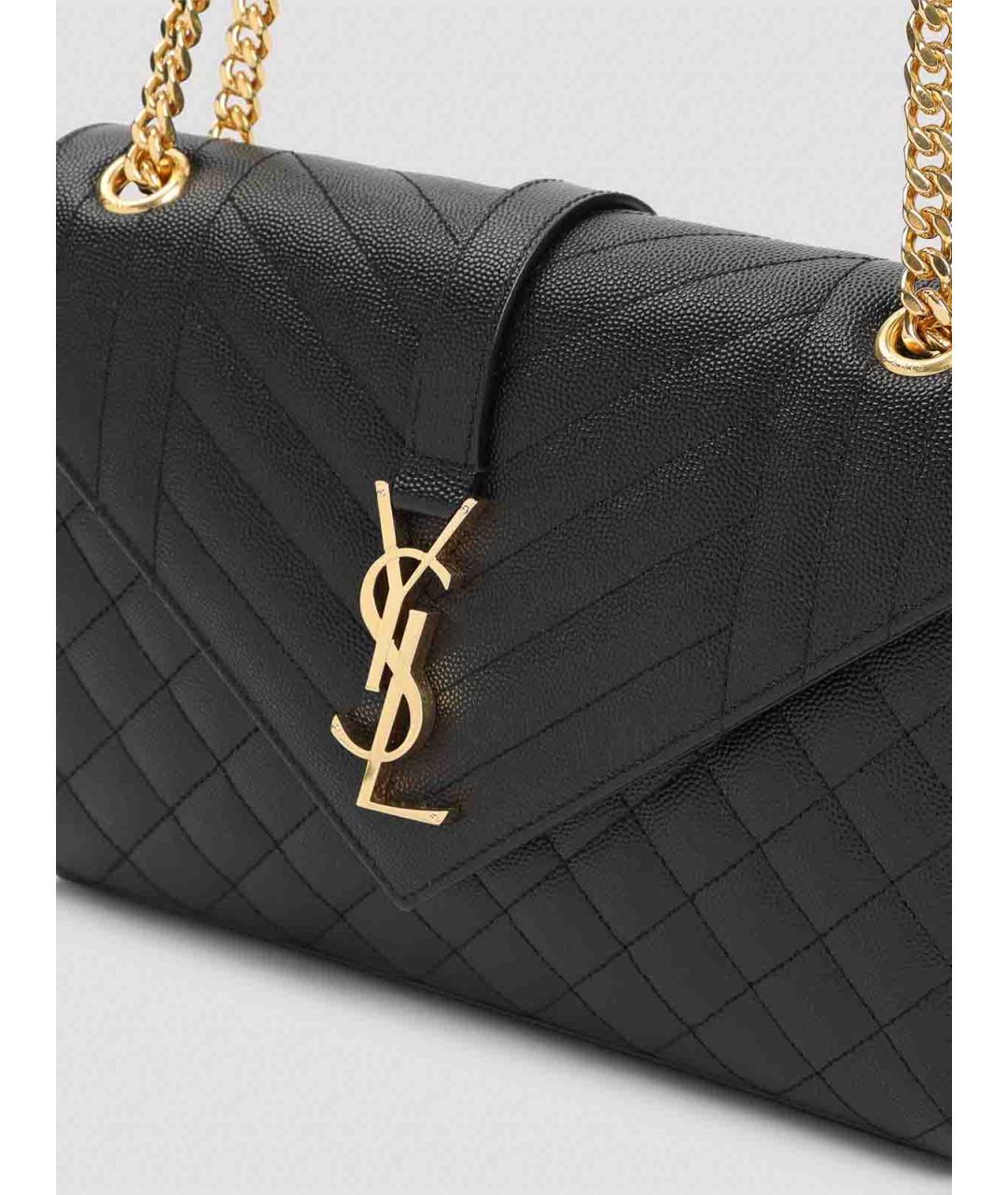 SAINT LAURENT Черная кожаная сумка через плечо, фото 3