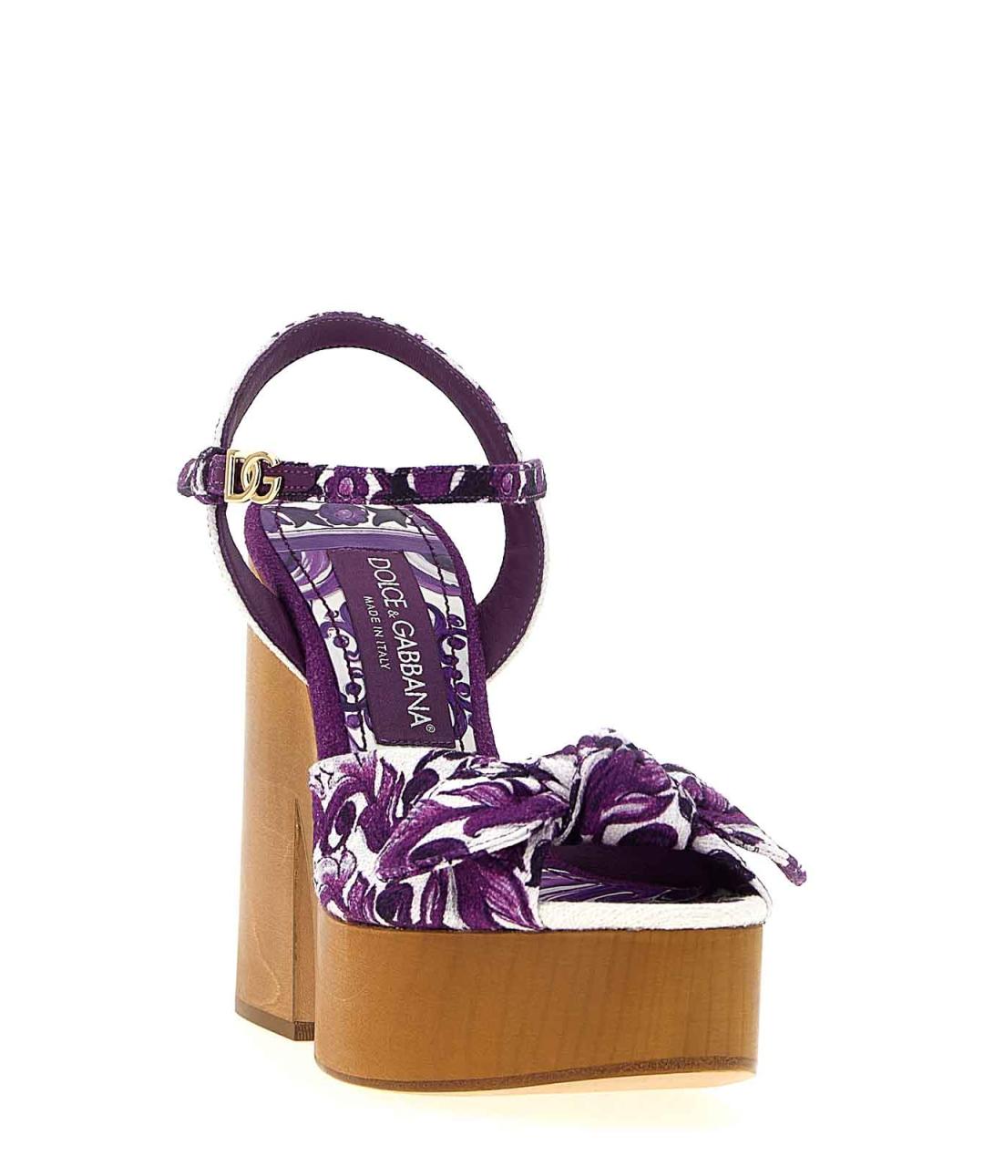 DOLCE&GABBANA Фиолетовые текстильные босоножки, фото 2