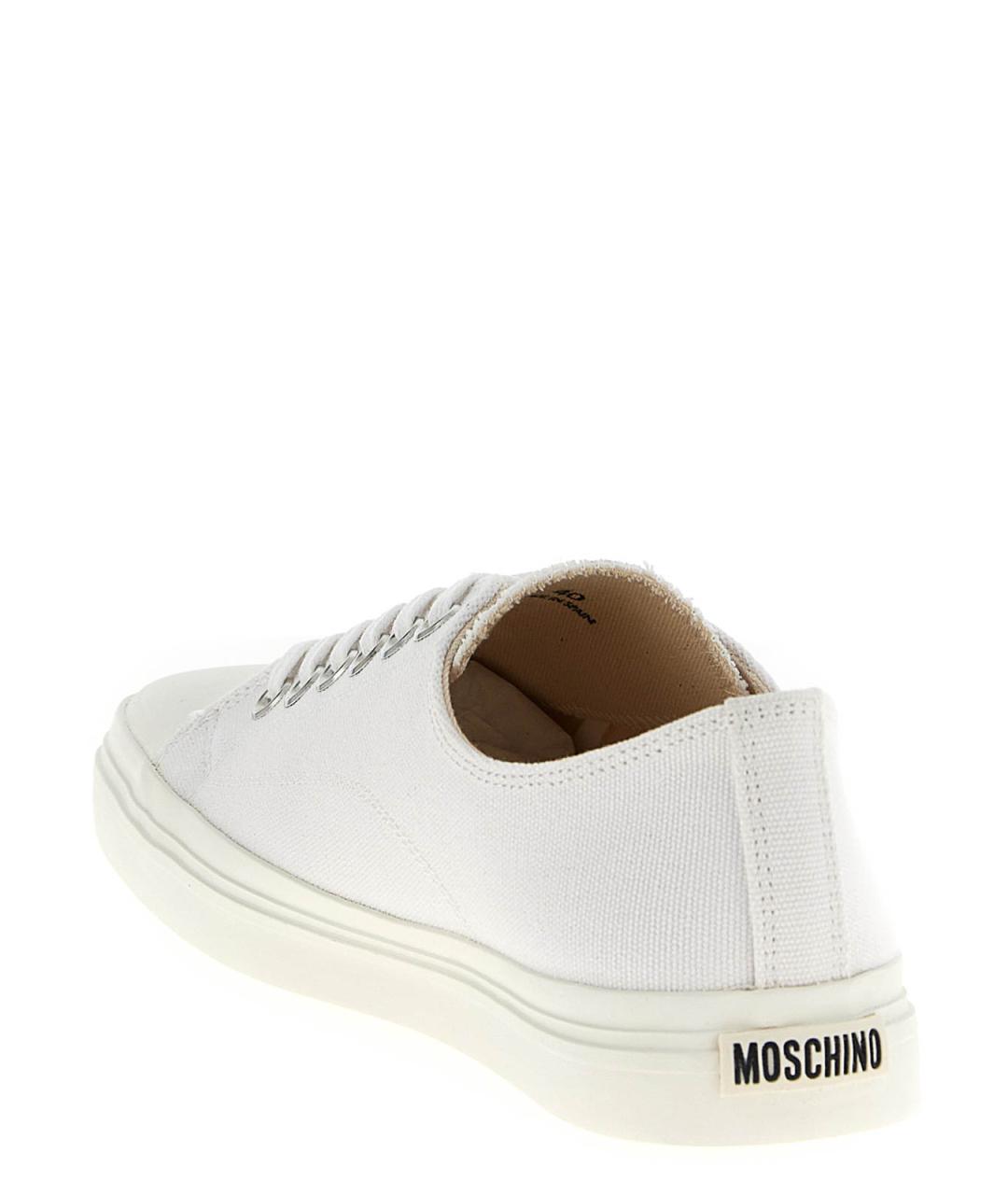 MOSCHINO Белые текстильные низкие кроссовки / кеды, фото 3