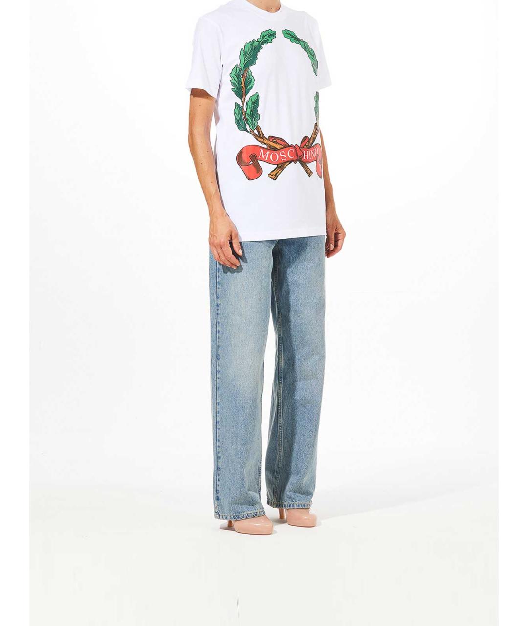 MOSCHINO Белая хлопковая футболка, фото 3
