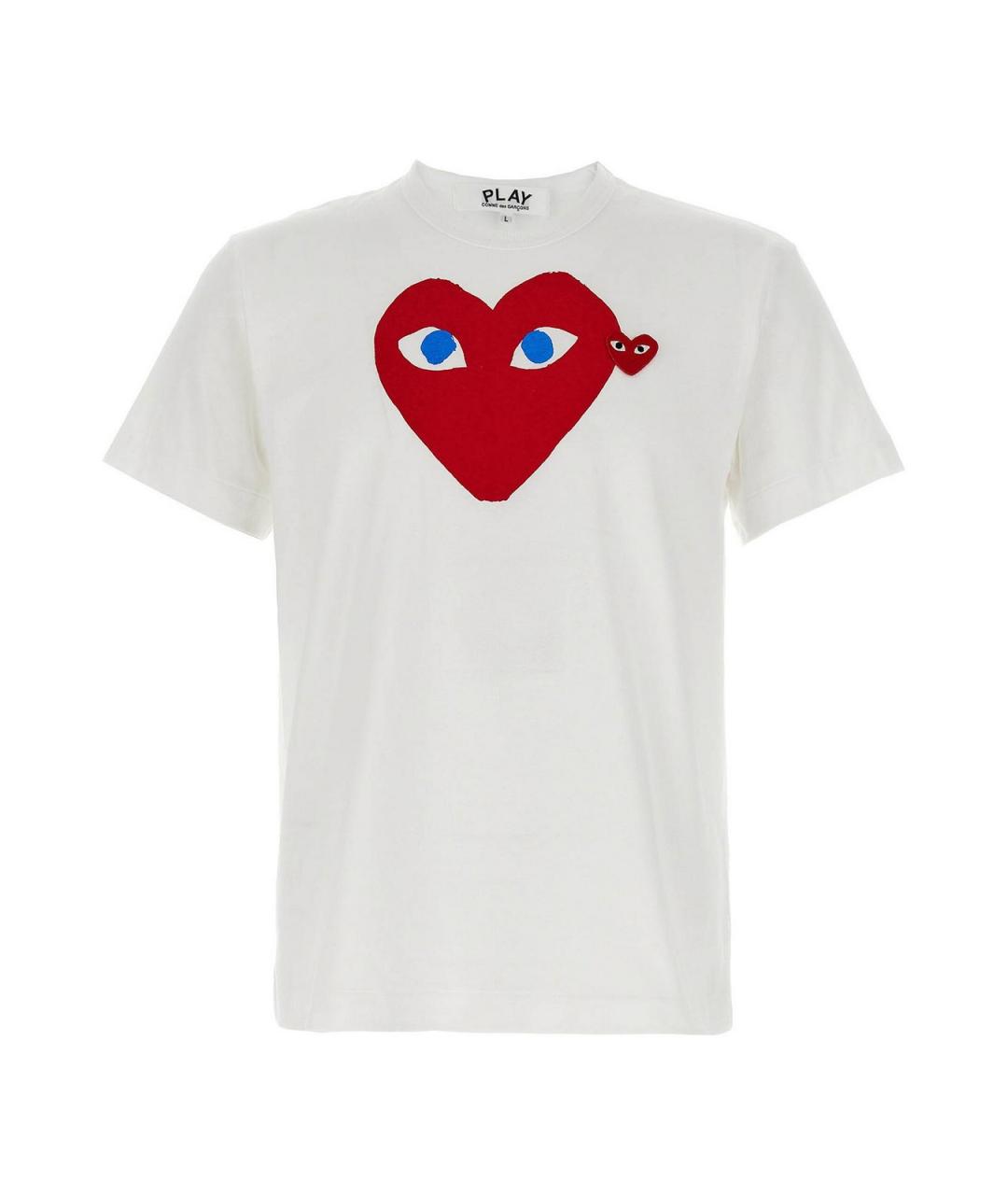 COMME DES GARÇONS PLAY Белая хлопковая футболка, фото 1
