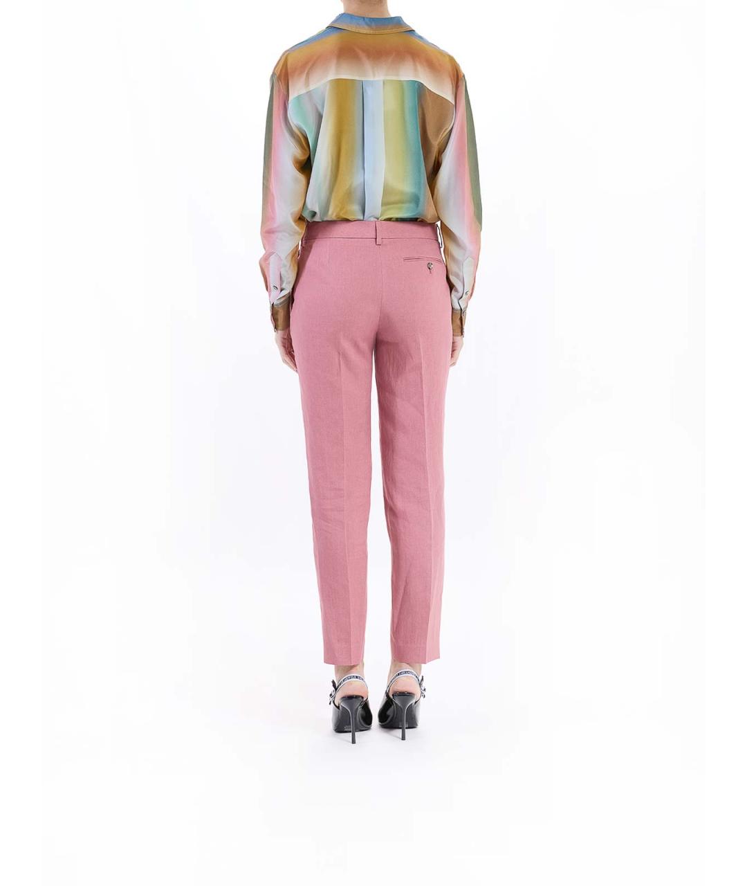 PAUL SMITH Розовые льняные брюки широкие, фото 4