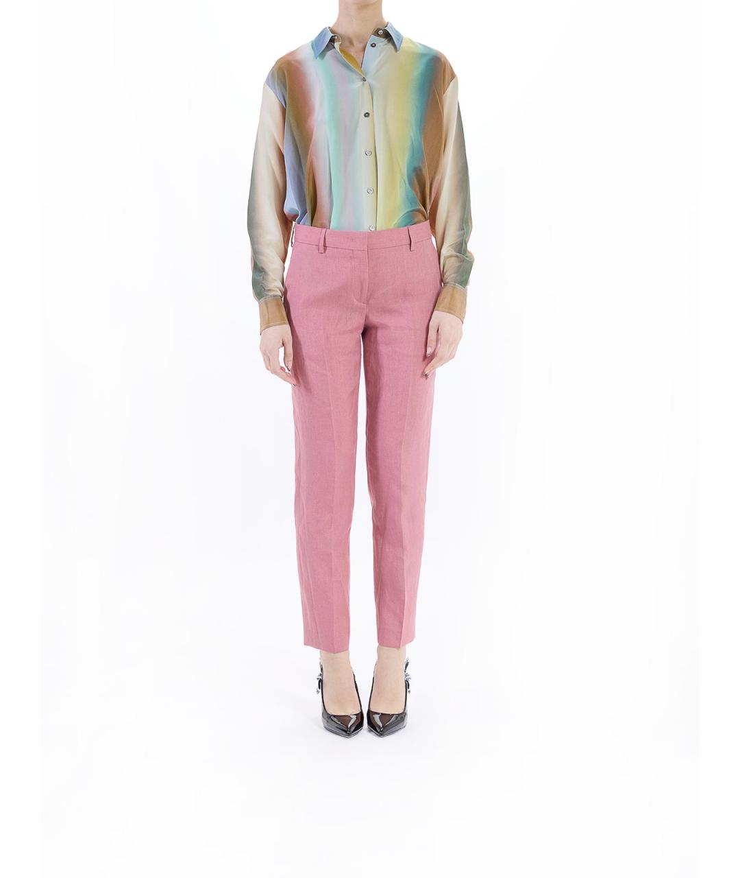 PAUL SMITH Розовые льняные брюки широкие, фото 2