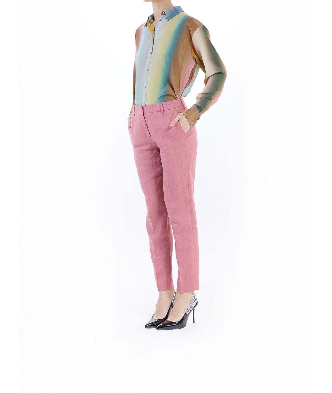 PAUL SMITH Розовые льняные брюки широкие, фото 3