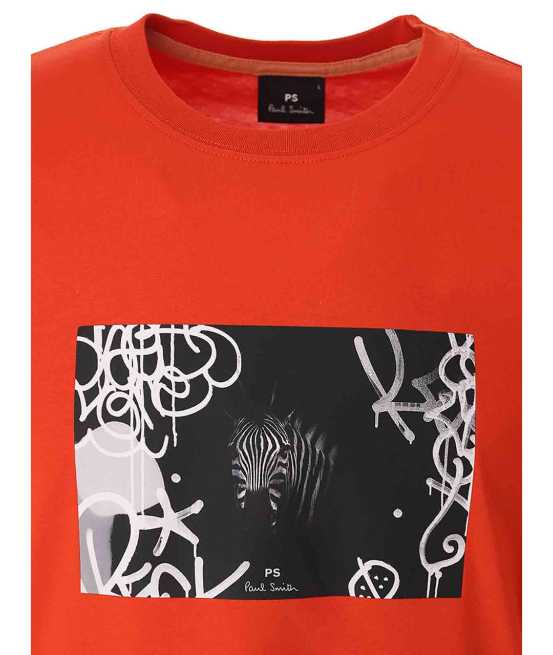 PS BY PAUL SMITH Красная хлопковая футболка, фото 3