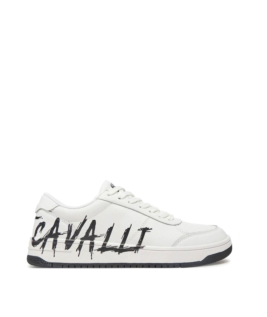 JUST CAVALLI Белые кожаные низкие кроссовки / кеды, фото 1