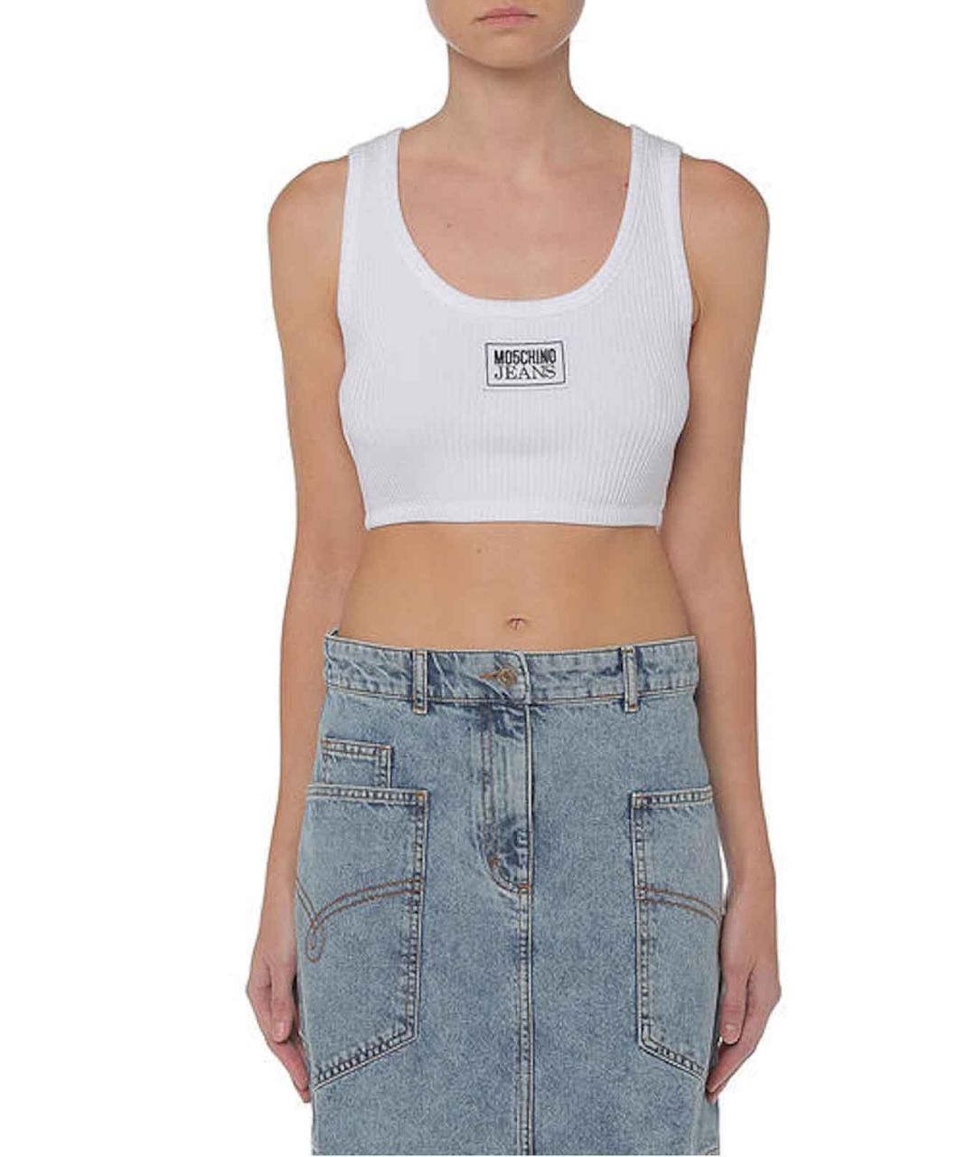 MOSCHINO JEANS Белая хлопковая майка, фото 2