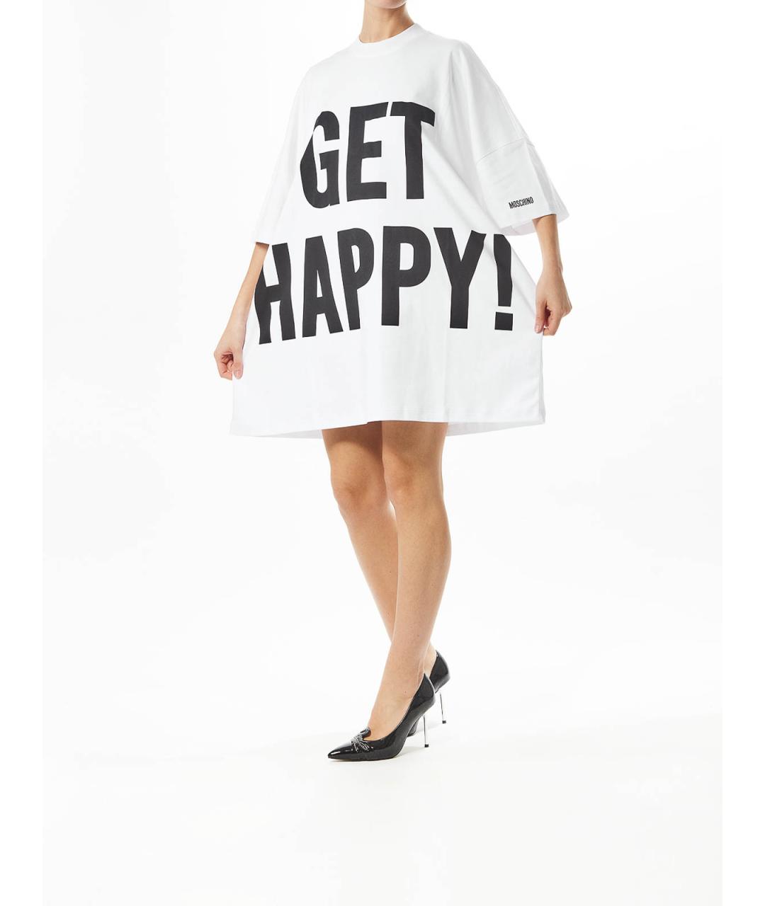 MOSCHINO Белое хлопковое повседневное платье, фото 3