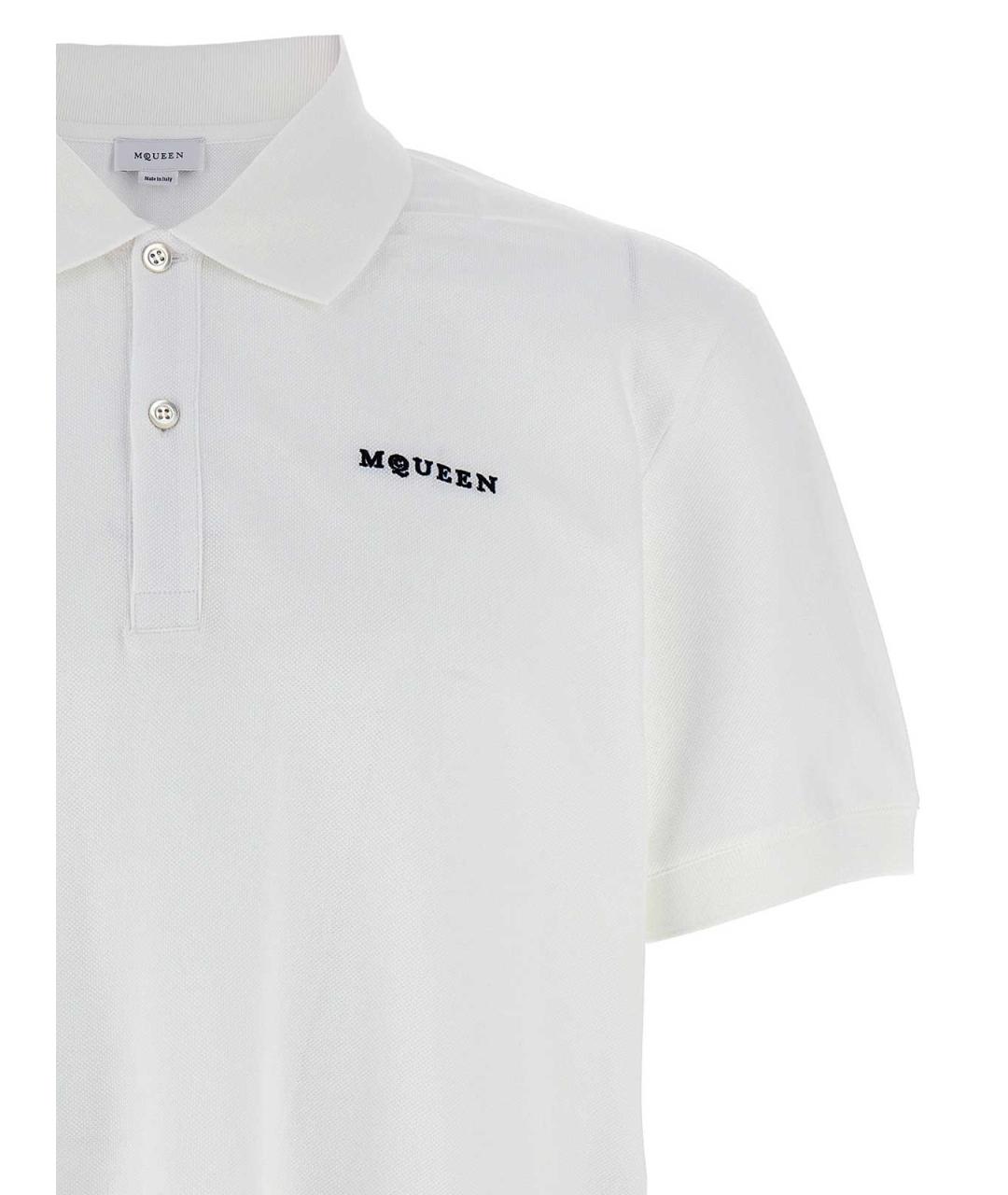 ALEXANDER MCQUEEN Белое хлопковое поло с коротким рукавом, фото 3
