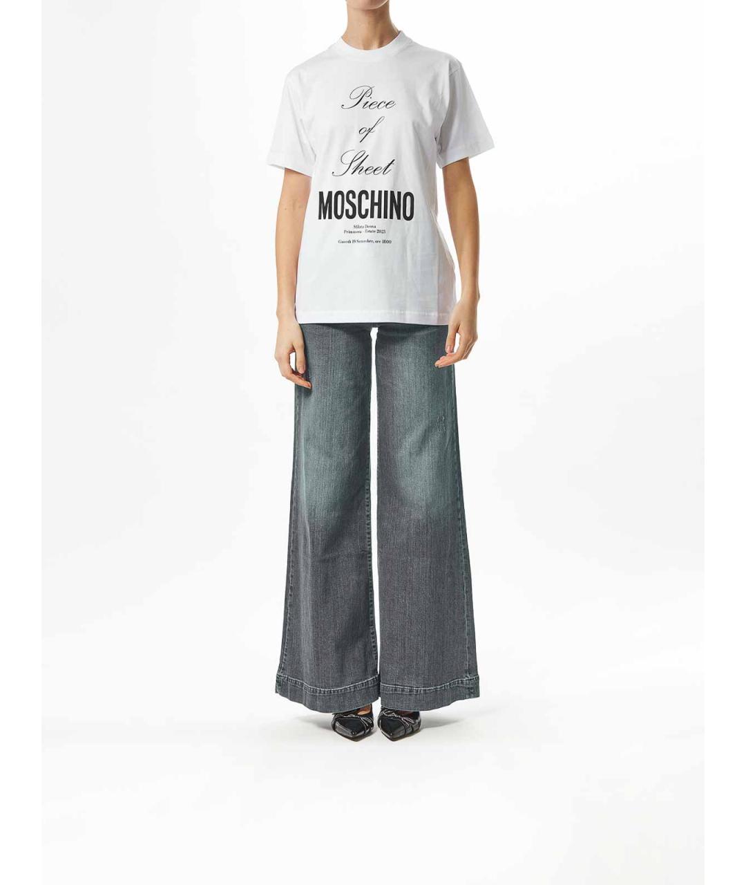 MOSCHINO Белая хлопковая футболка, фото 2