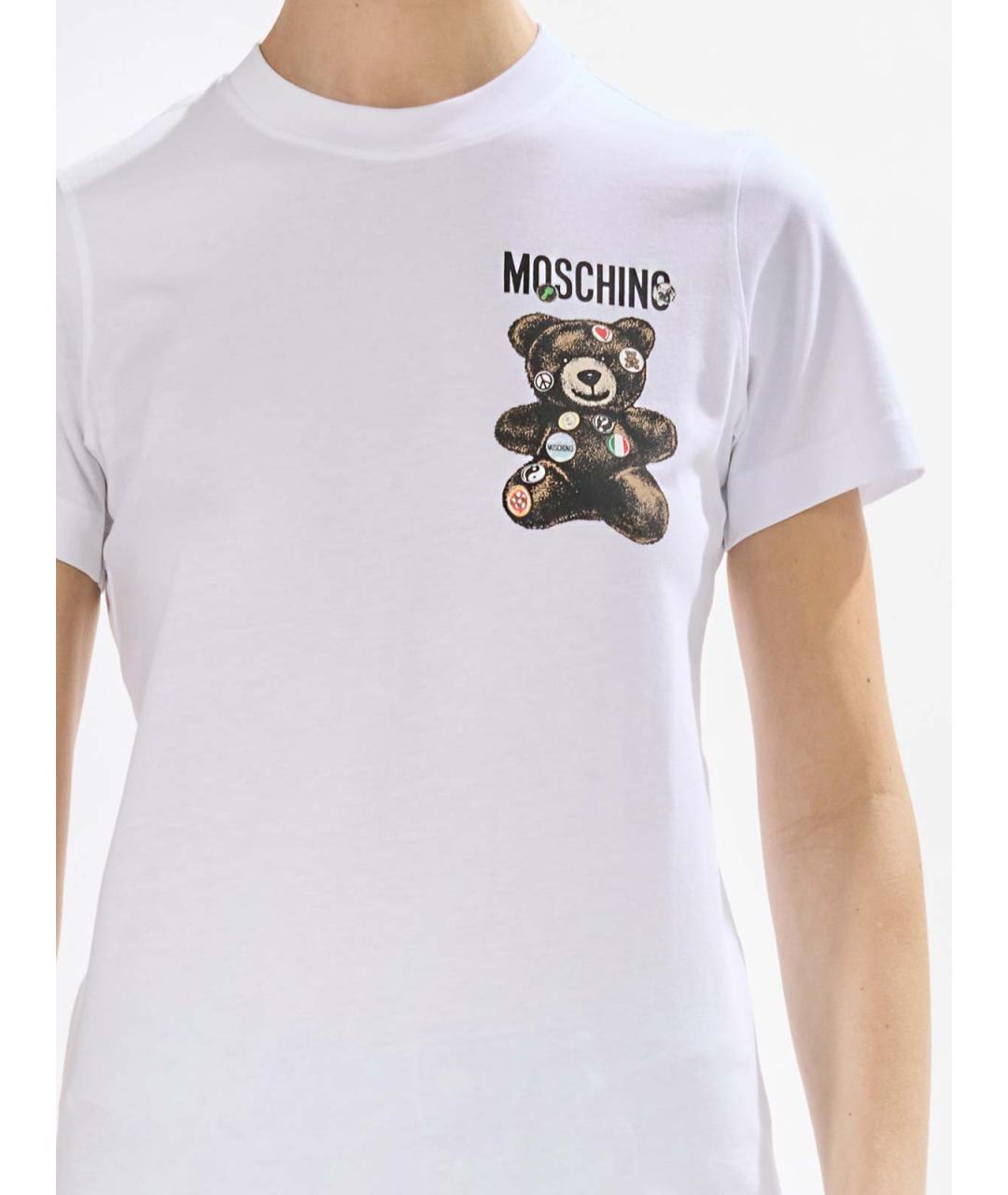 MOSCHINO Белая хлопковая футболка, фото 5