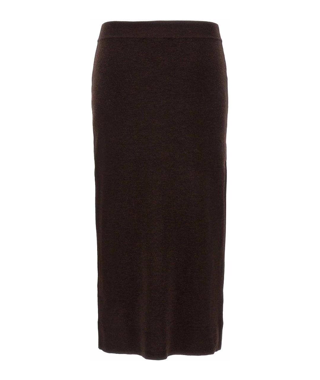 VICTORIA BECKHAM Коричневая шерстяная юбка миди, фото 2