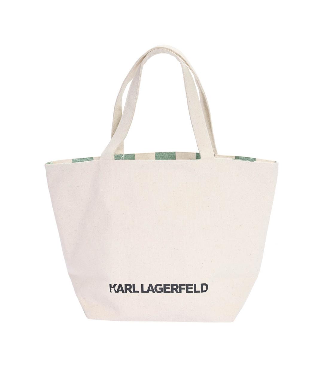 KARL LAGERFELD Бежевая тканевая сумка тоут, фото 5