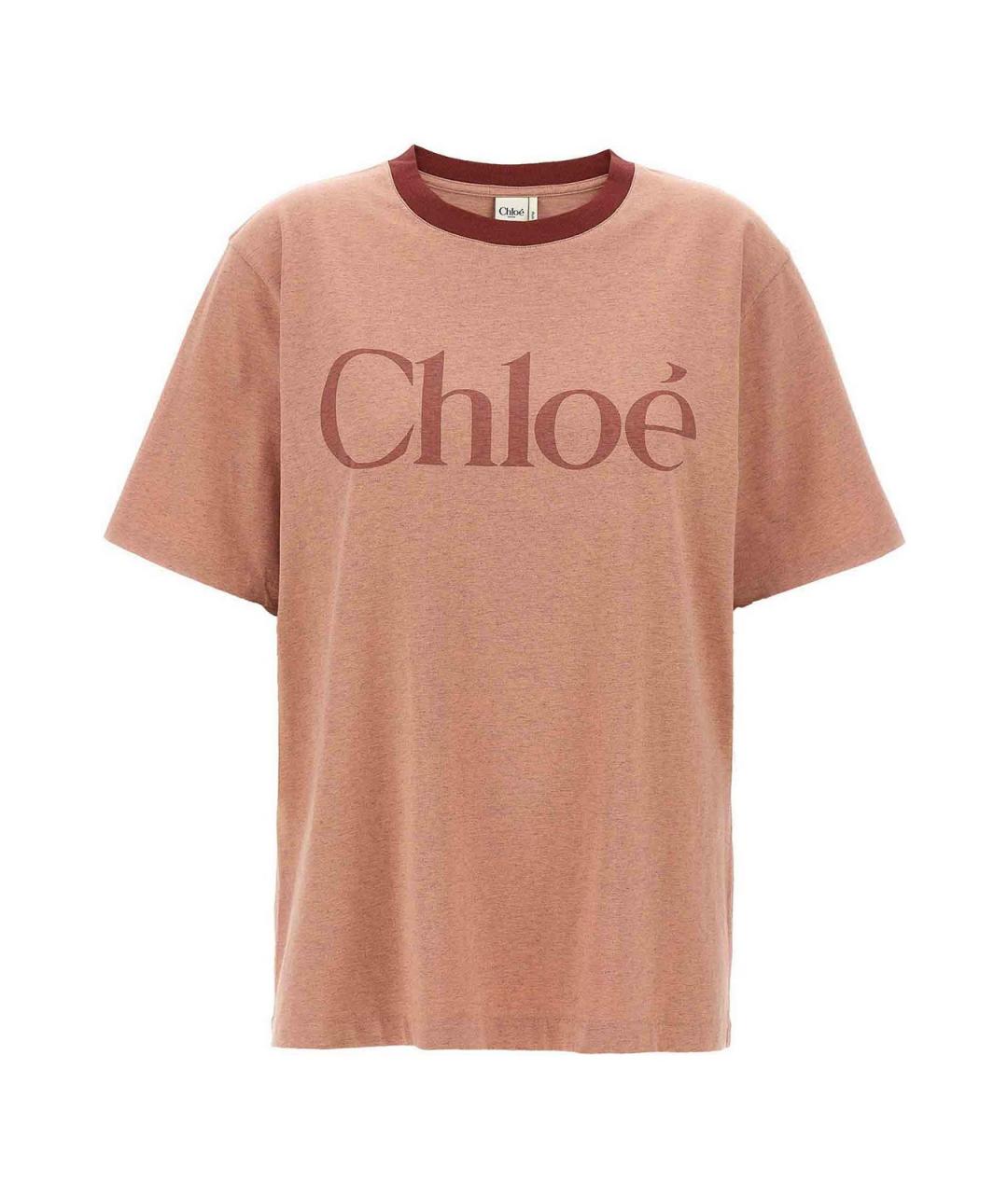 CHLOE Коралловая хлопковая футболка, фото 1
