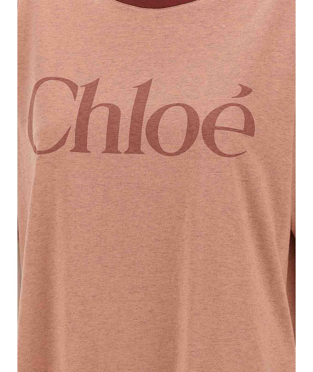CHLOE Коралловая хлопковая футболка, фото 4