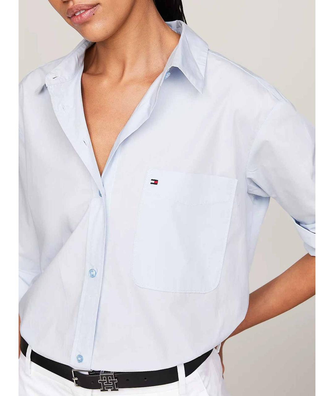 TOMMY HILFIGER Синяя хлопковая рубашка, фото 4